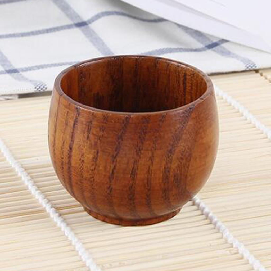 Natural Solid Wood Wooden Tea Cup Beer Wine Mug Tea Coffee Drinking Cup A