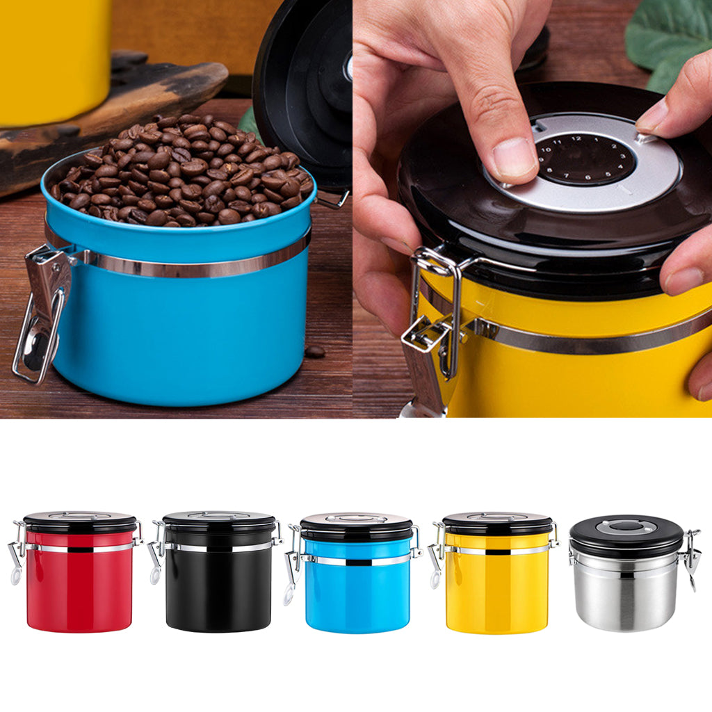 800ml Airtight Stainless Steel Coffee Storage Jar/Container/Pot/Tub Silver