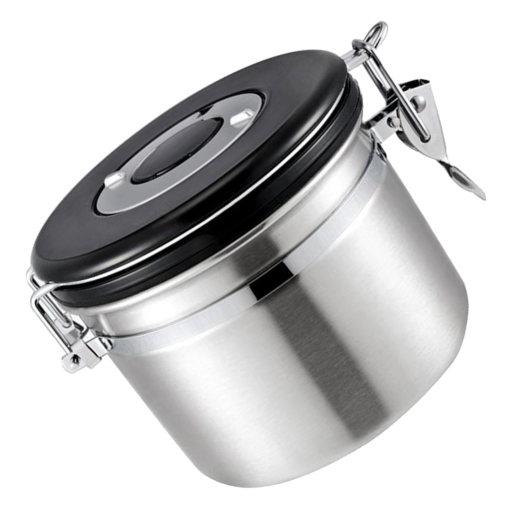 800ml Airtight Stainless Steel Coffee Storage Jar/Container/Pot/Tub Silver