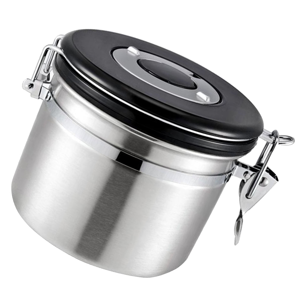 800ml Airtight Stainless Steel Coffee Storage Jar/Container/Pot/Tub Silver