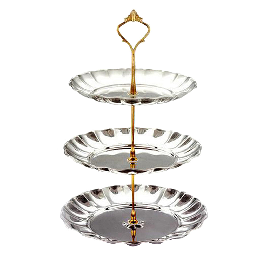 Cake Stand Fruit Plates Cupcake Party Wedding Decorating 3 Tier Silver