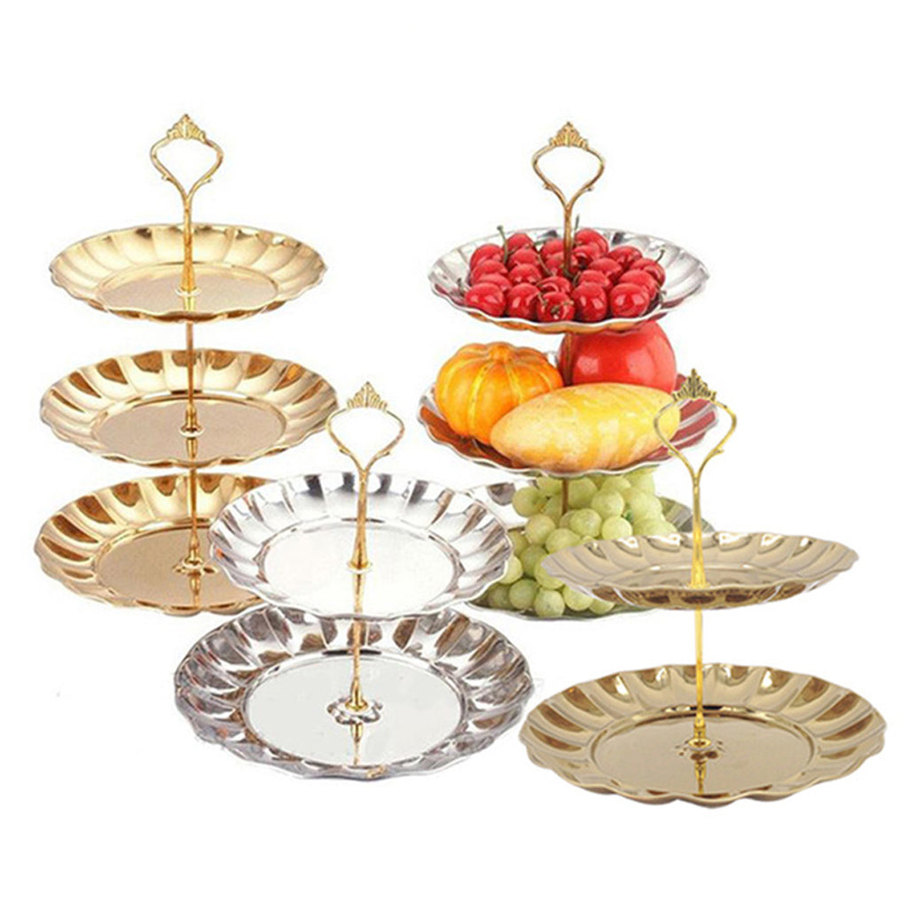Cake Stand Fruit Plates Cupcake Party Wedding Decorating 3 Tier Silver