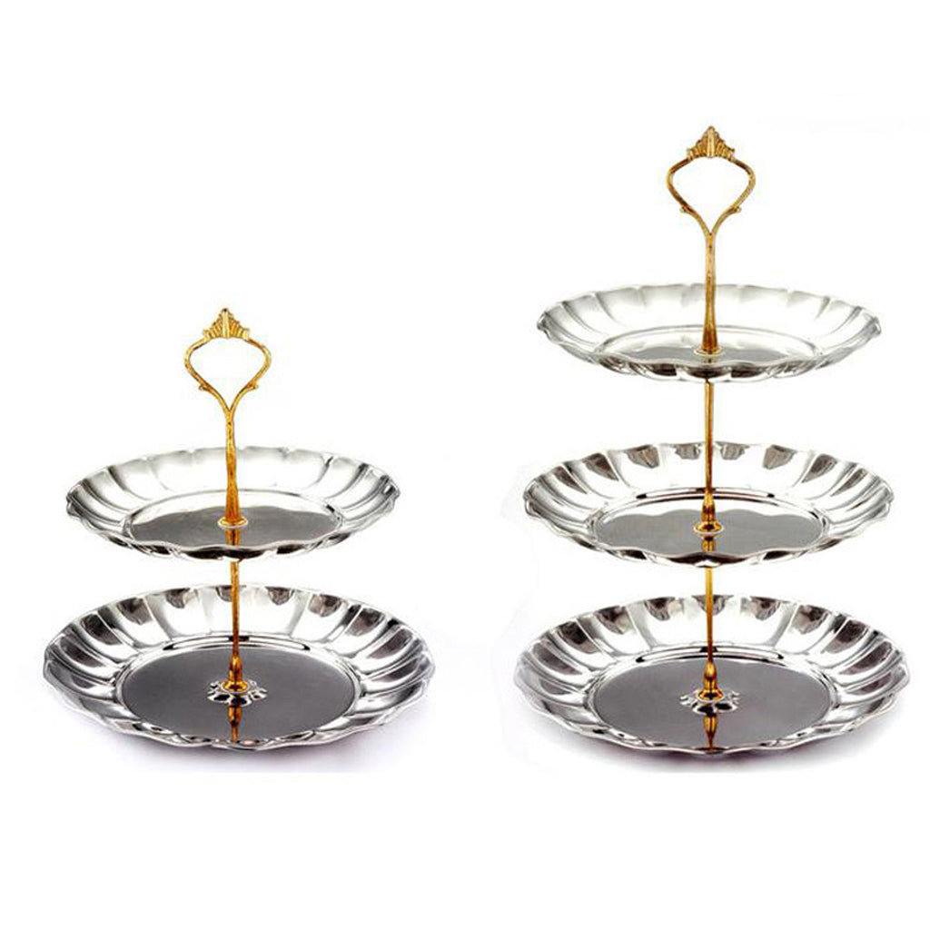 Cake Stand Fruit Plates Cupcake Party Wedding Decorating 3 Tier Silver