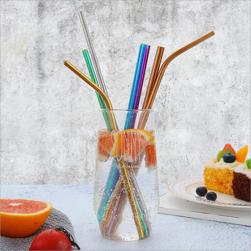 Stainless Steel Drinking Straw Cocktail Straws Party Supplies S-Black