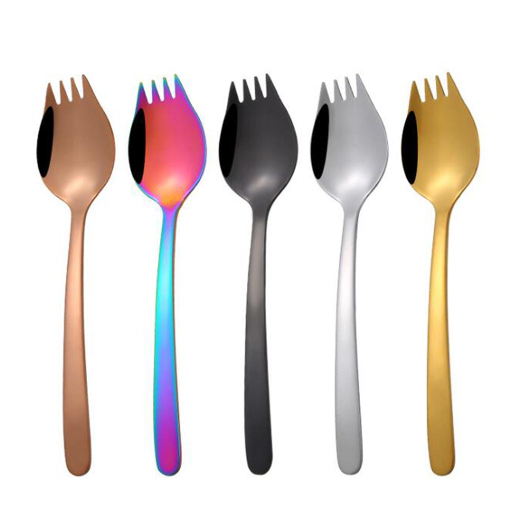 Outdoor Stainless Steel Spoon Spork Practical Cutlery Flatware Colorful