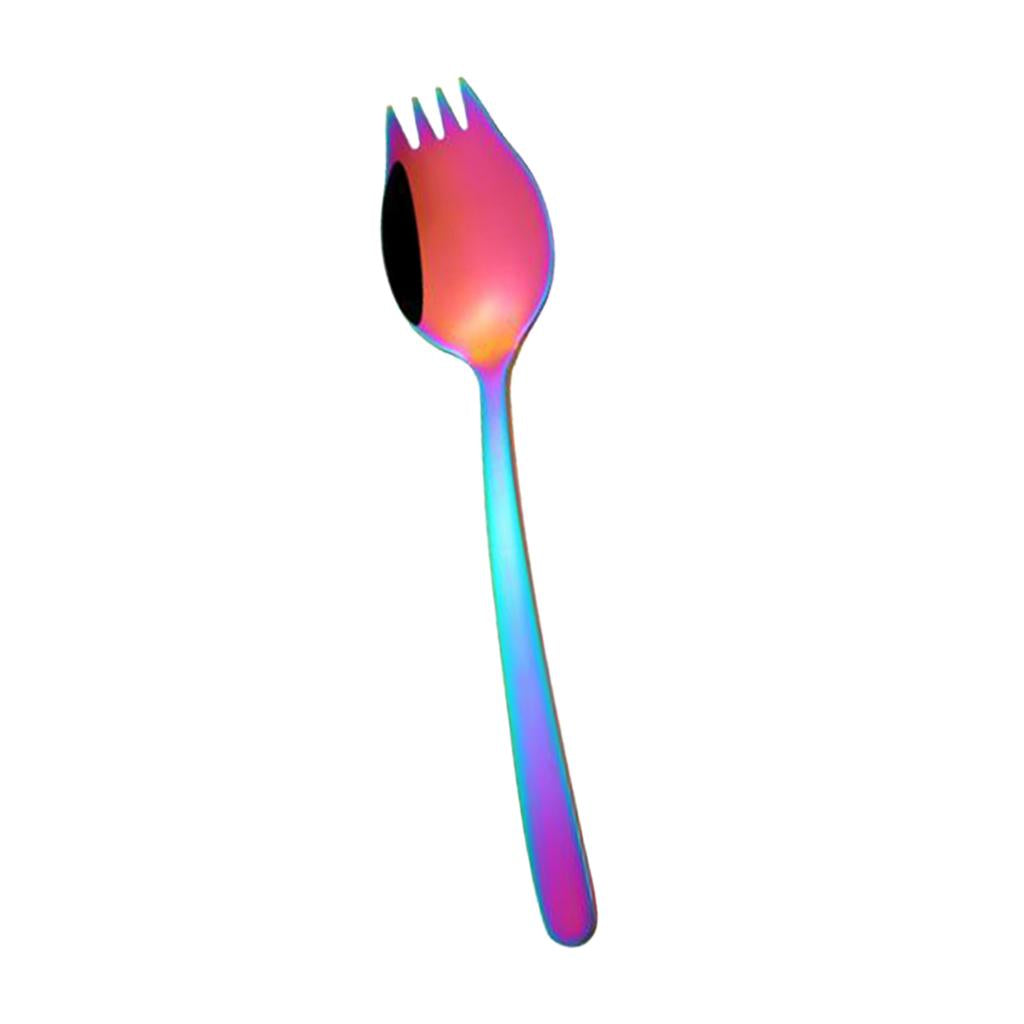 Outdoor Stainless Steel Spoon Spork Practical Cutlery Flatware Colorful