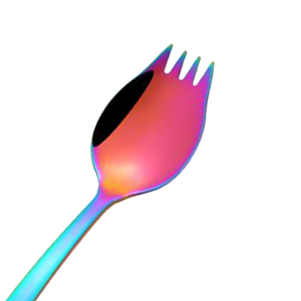 Outdoor Stainless Steel Spoon Spork Practical Cutlery Flatware Colorful