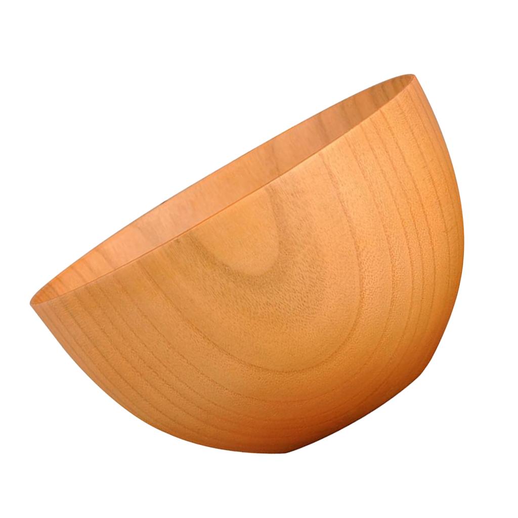 Natural Wood Round Bowl Handmade Tableware Fruit Rice Bowl Light Color