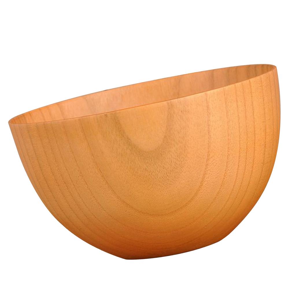 Natural Wood Round Bowl Handmade Tableware Fruit Rice Bowl Light Color