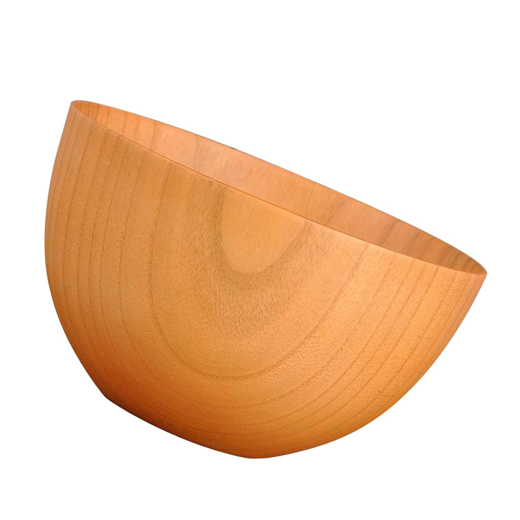 Natural Wood Round Bowl Handmade Tableware Fruit Rice Bowl Light Color