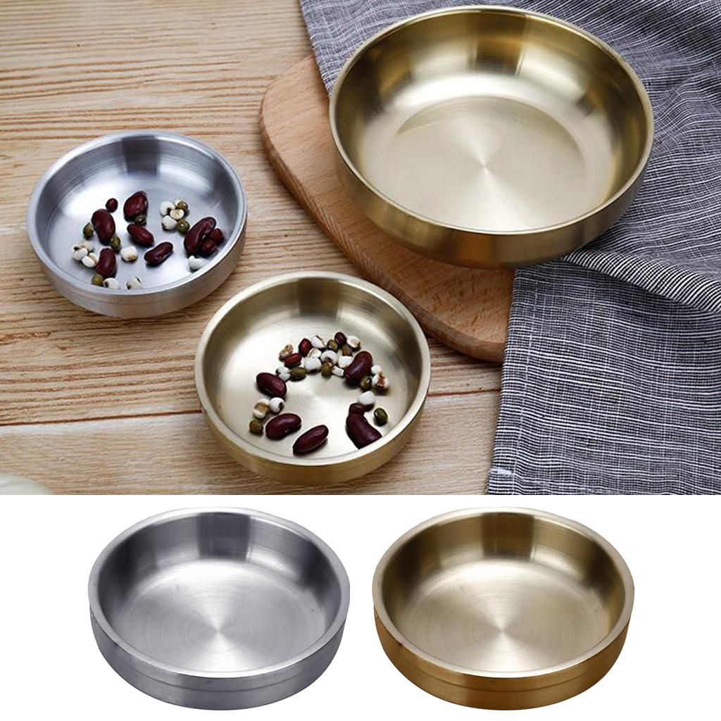 Stainless Steel Household Round Shaped Sauce Soy Dish Bowl Silver 9cm