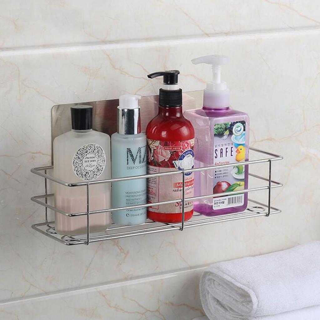 Suction Cup Shower Bath Wall Shelf Shower Holder Storage Stainless Steel