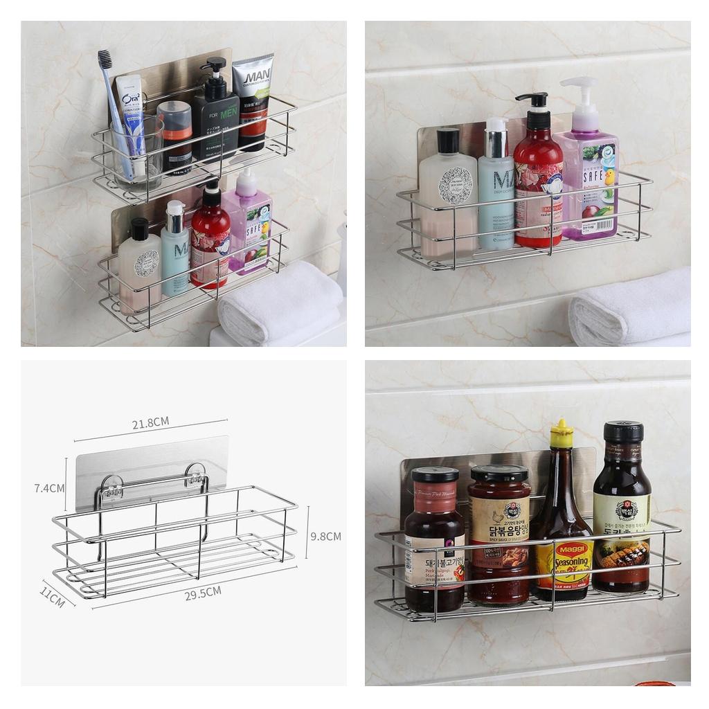 Suction Cup Shower Bath Wall Shelf Shower Holder Storage Stainless Steel