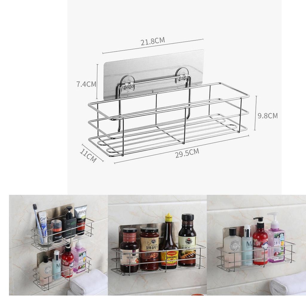Suction Cup Shower Bath Wall Shelf Shower Holder Storage Stainless Steel