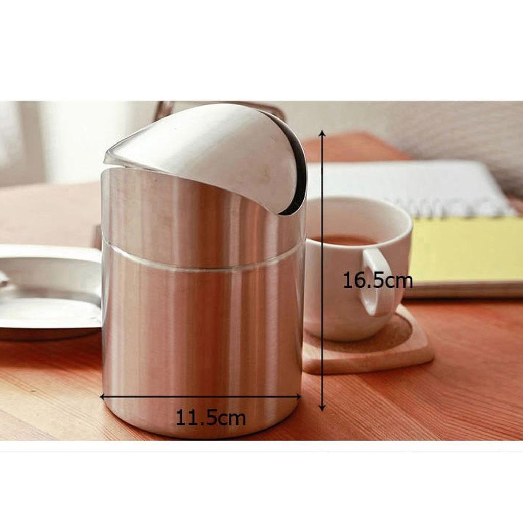 Stainless Steel Mini Dustbin Table Rubbish Bin Auto Car Trash Can