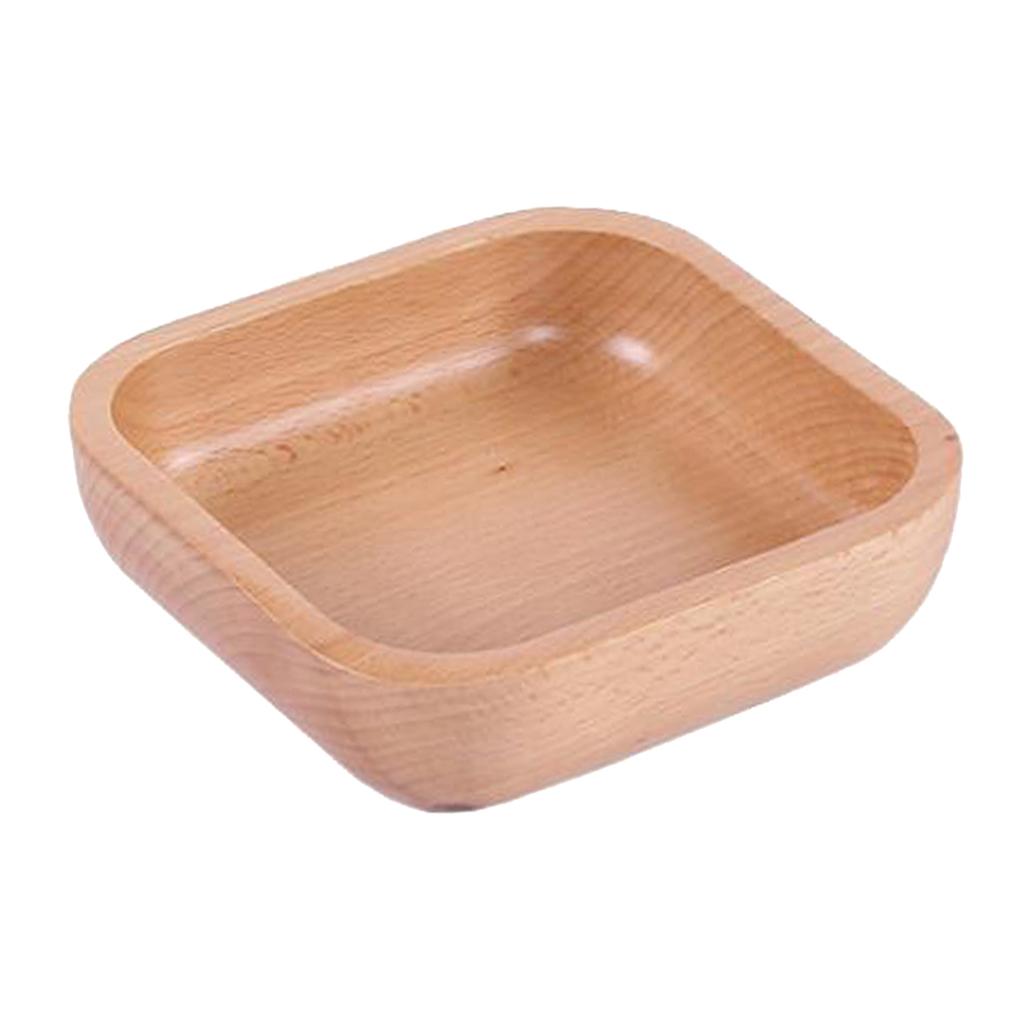 Square Wooden Salad Bowl Refreshments Fruit Plate Noodles Rice Container S