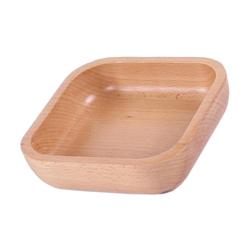 Square Wooden Salad Bowl Refreshments Fruit Plate Noodles Rice Container S