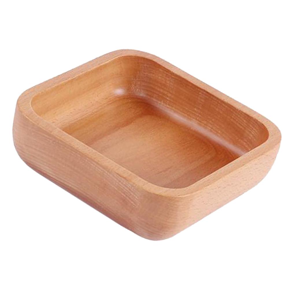 Square Wooden Salad Bowl Refreshments Fruit Plate Noodles Rice Container M