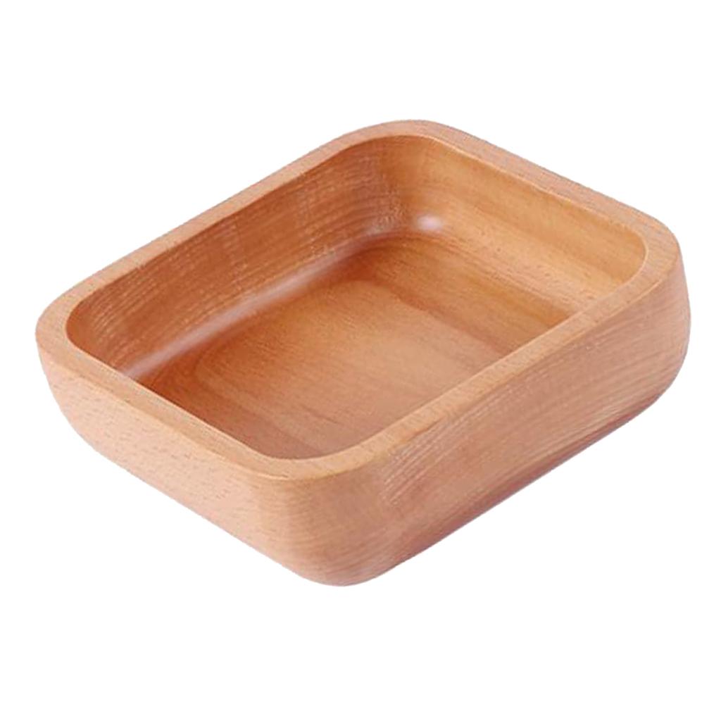 Square Wooden Salad Bowl Refreshments Fruit Plate Noodles Rice Container M