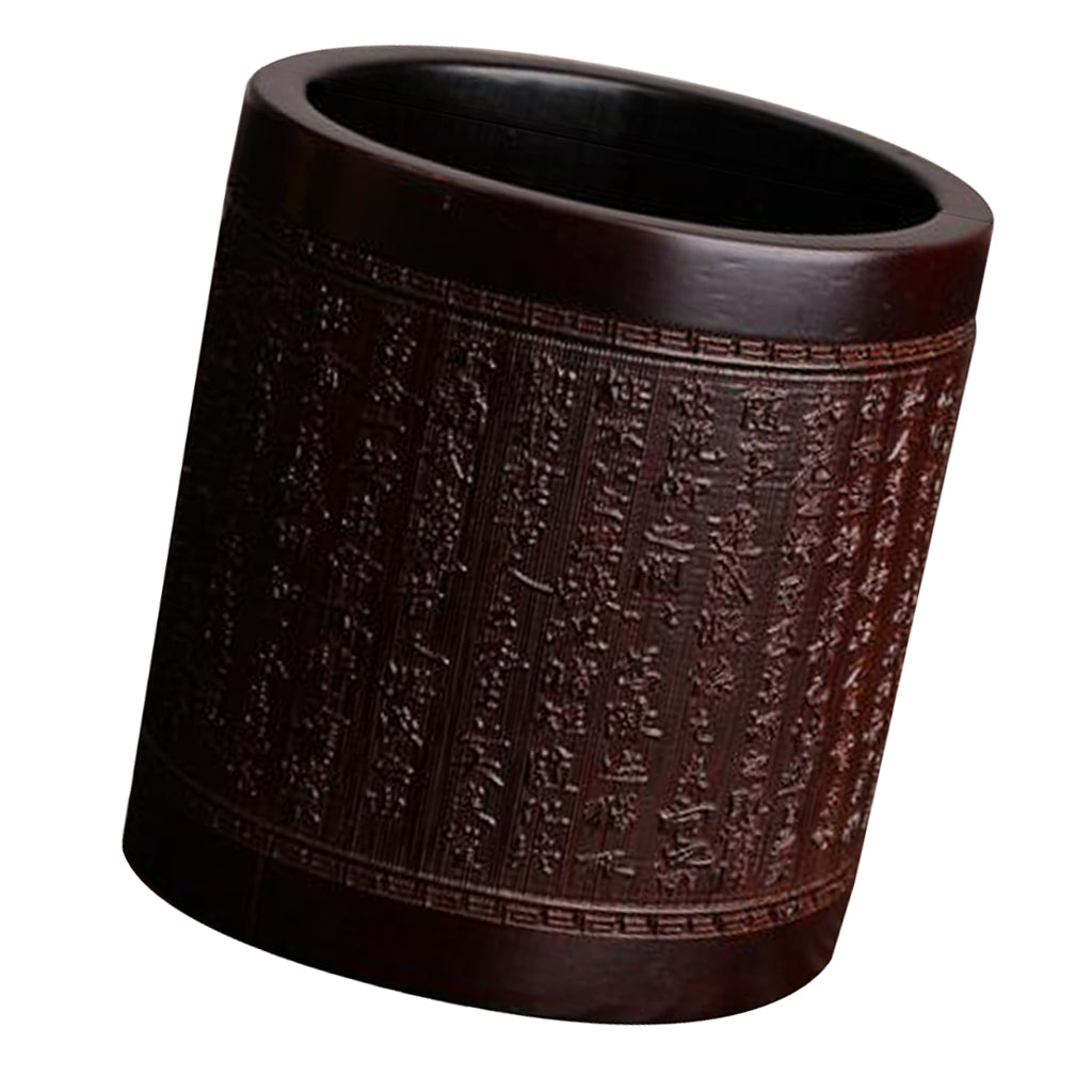 Handmade Tea Ceremony Canister Bamboo Storage Box Random Pattern Dark Color