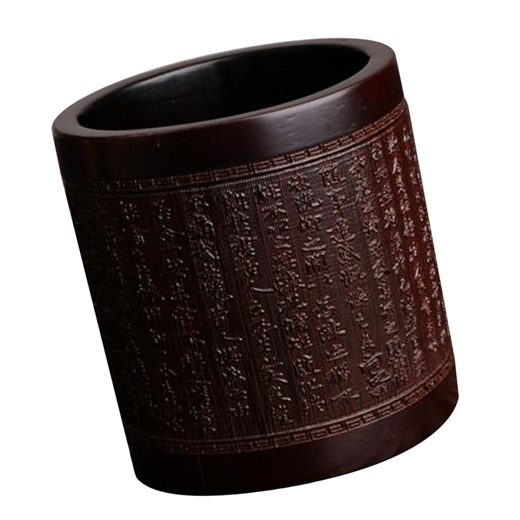Handmade Tea Ceremony Canister Bamboo Storage Box Random Pattern Dark Color