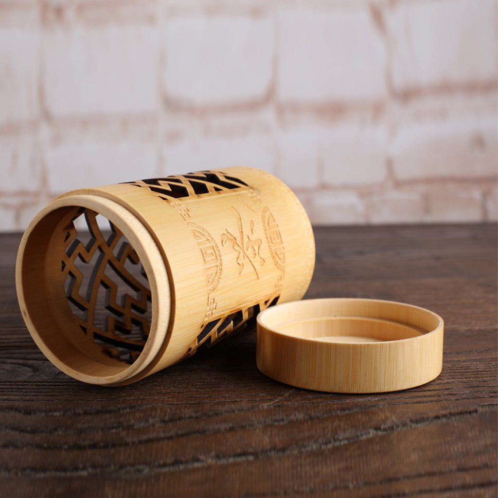 Handmade Tea Box Bamboo Storage Box Tea Canister Lid Kitchen Storage Jar