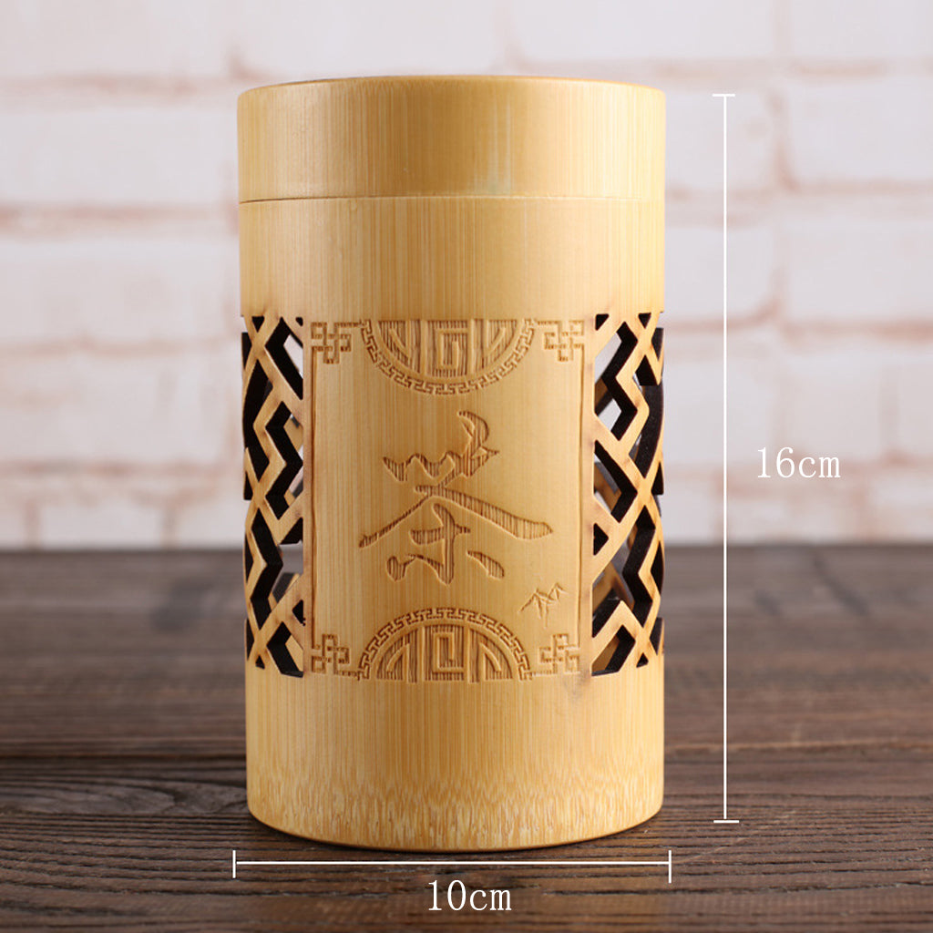 Handmade Tea Box Bamboo Storage Box Tea Canister Lid Kitchen Storage Jar