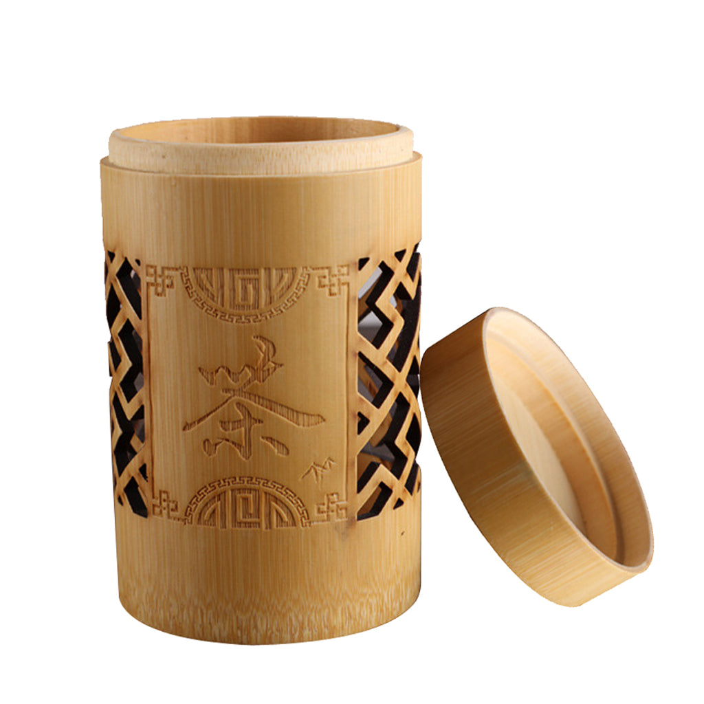 Handmade Tea Box Bamboo Storage Box Tea Canister Lid Kitchen Storage Jar