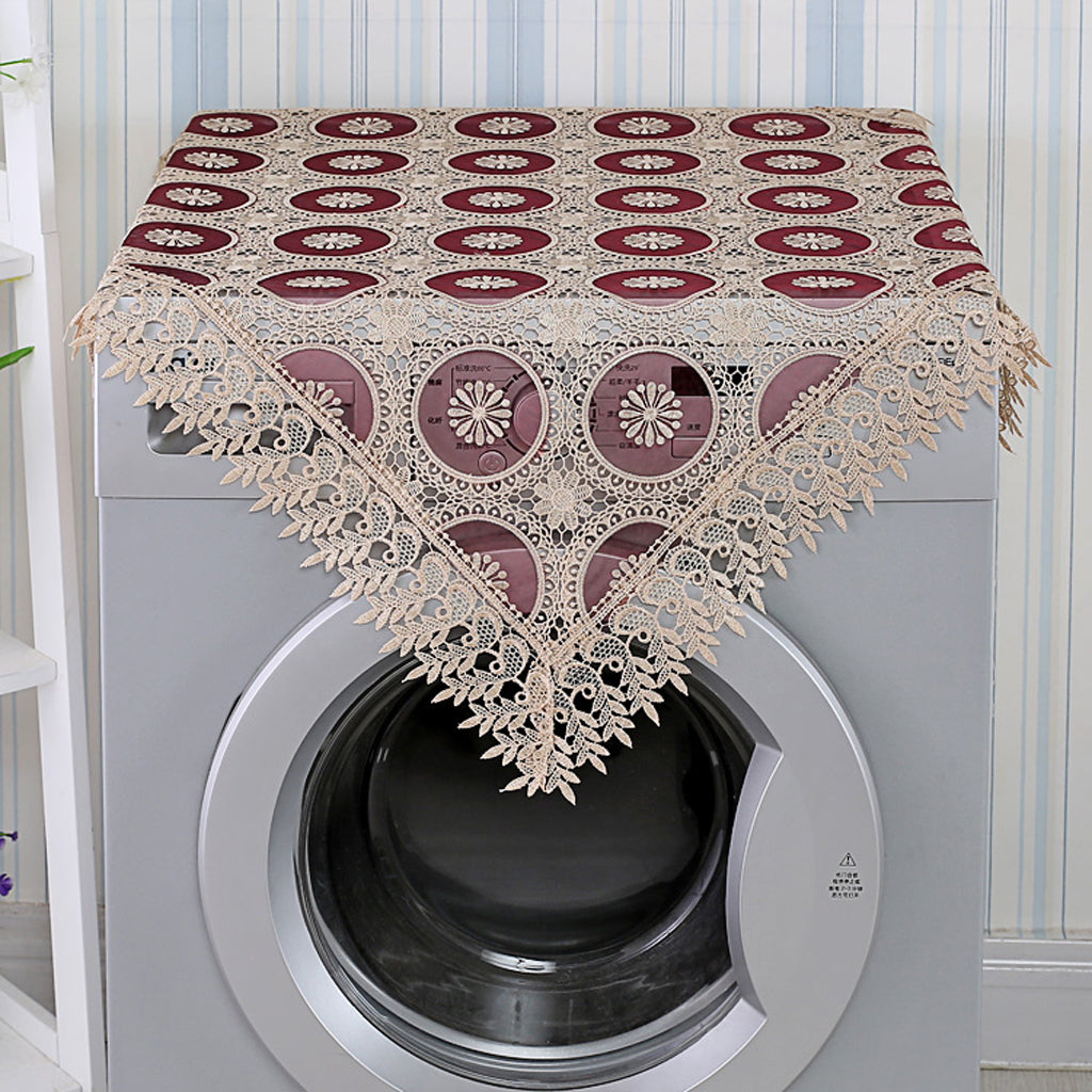 Embroidered Lace Tablecloth Retro Table Cloth Party Decor Wine Red 60x60cm