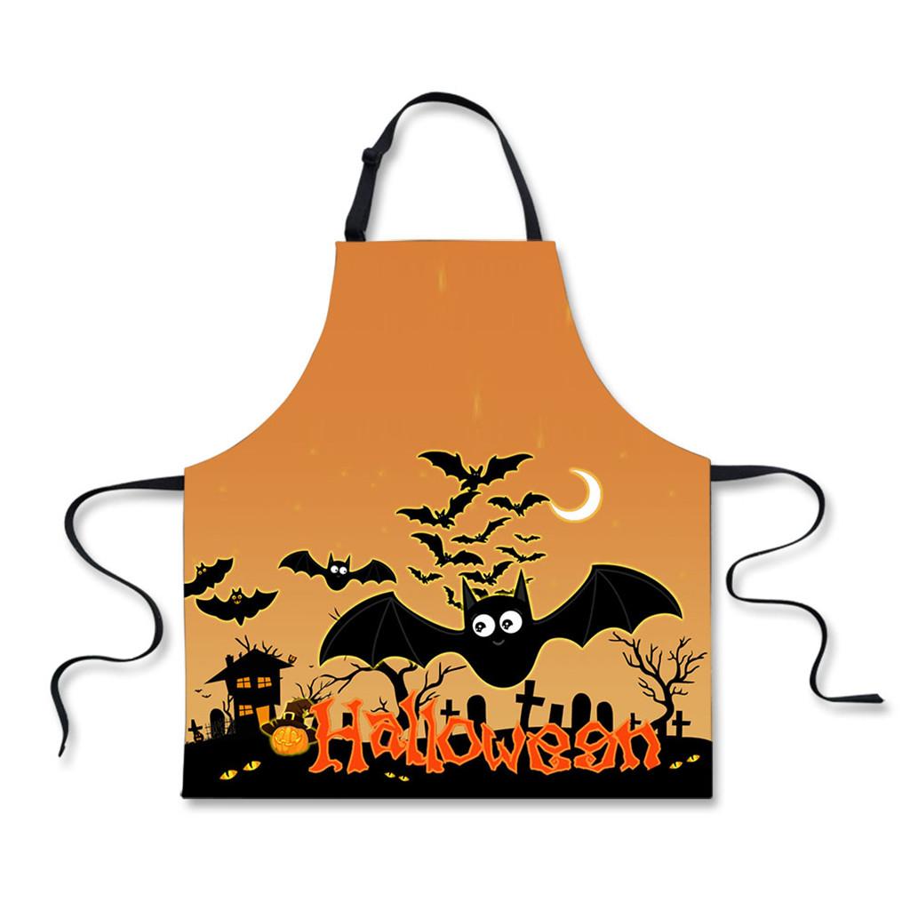 Halloween Apron, Unisex Kitchen Bib Apron Adjustable Neck Cooking Gift B