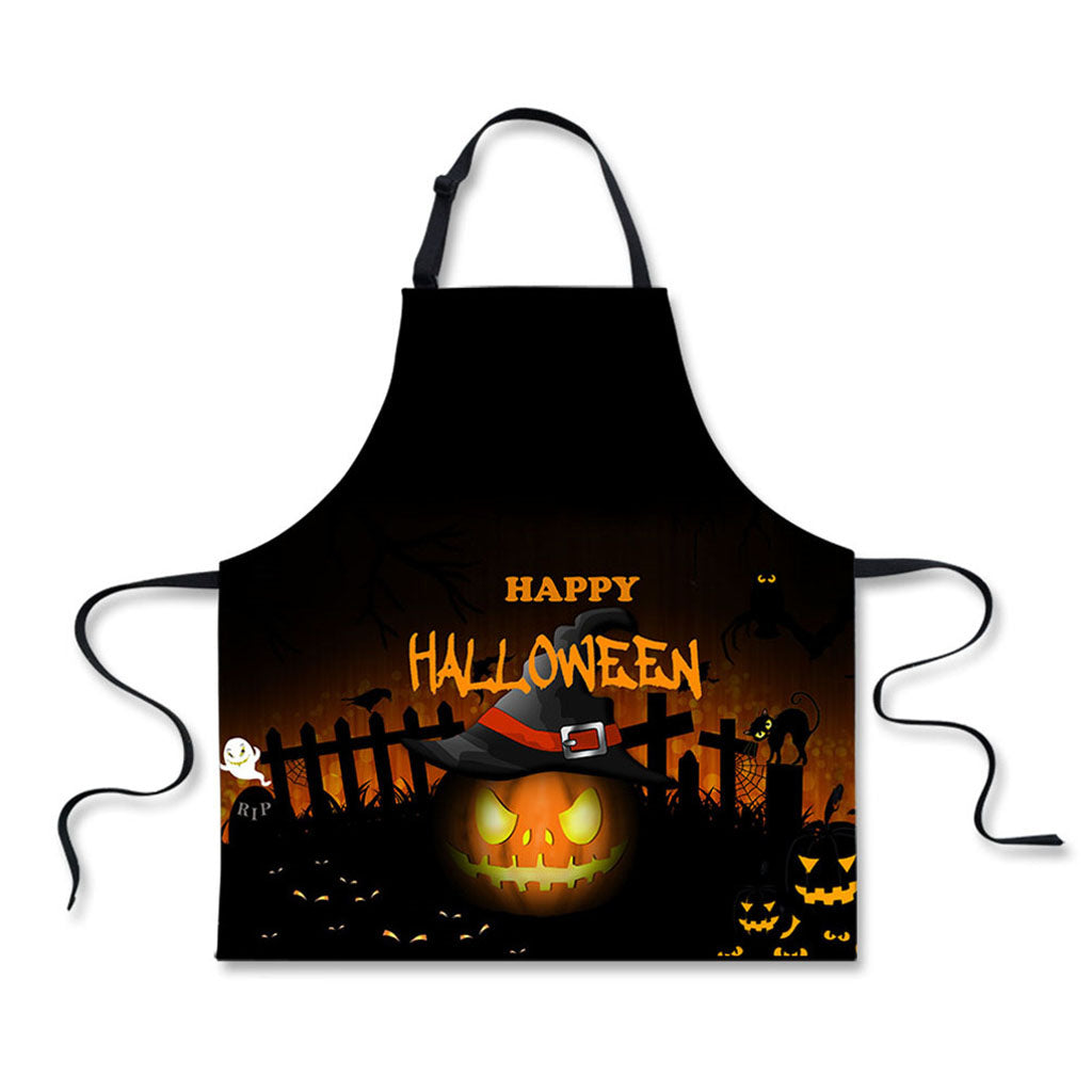 Halloween Apron Sleeveless Waterproof Unisex Bib Apron Happy Halloween B