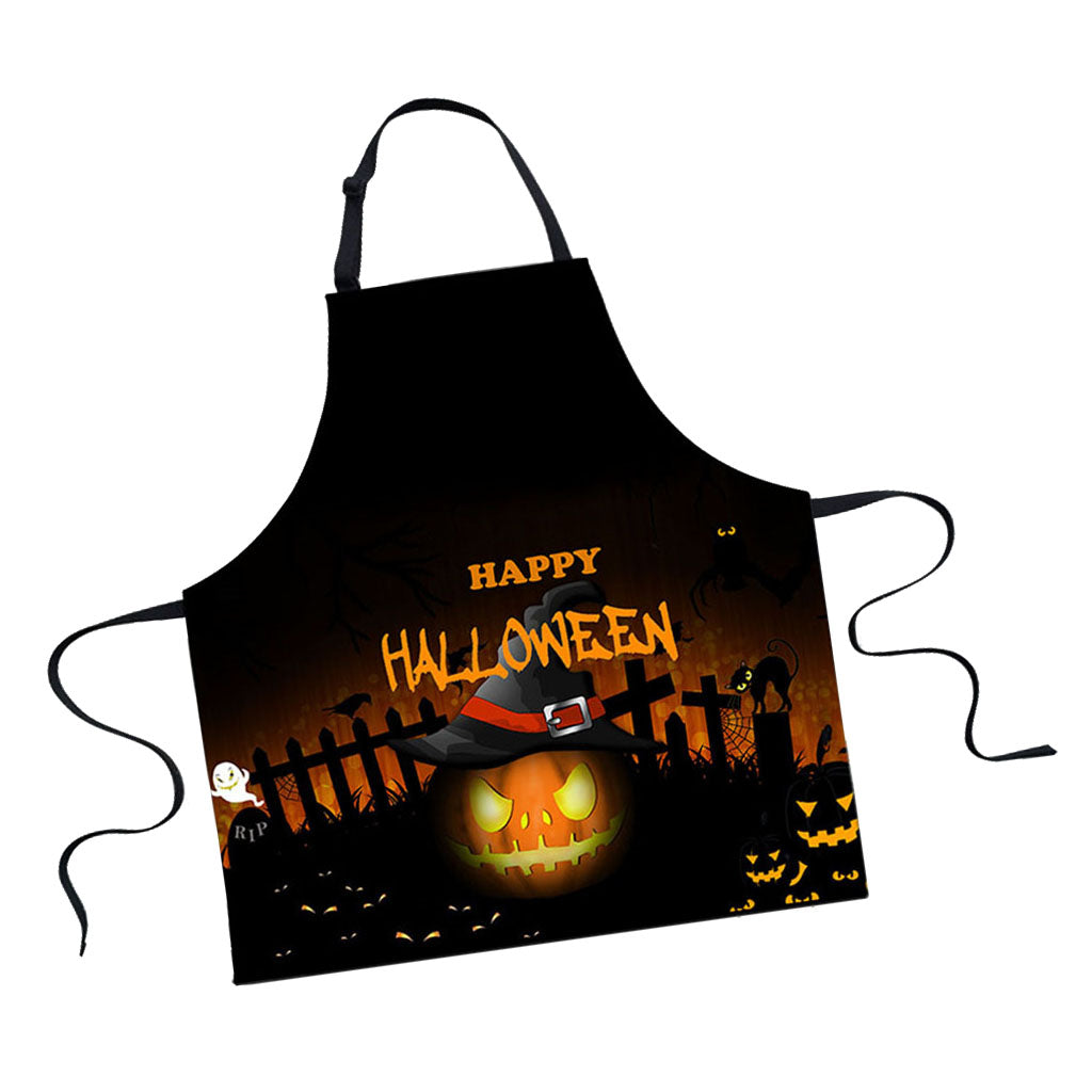 Halloween Apron Sleeveless Waterproof Unisex Bib Apron Happy Halloween B