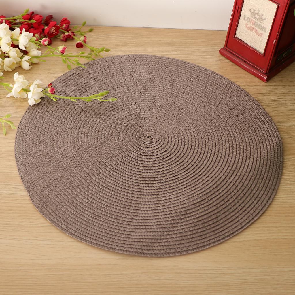 Round Placemats Heat Resistant WashableTable Mats for Kitchen Table Gray