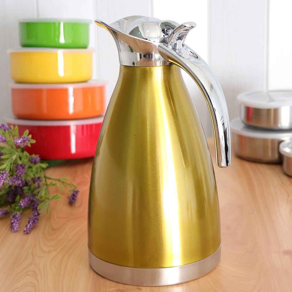 1.5L Stainless Steel Double Wall Insulated Coffee Carafe Tea Kettle Golden