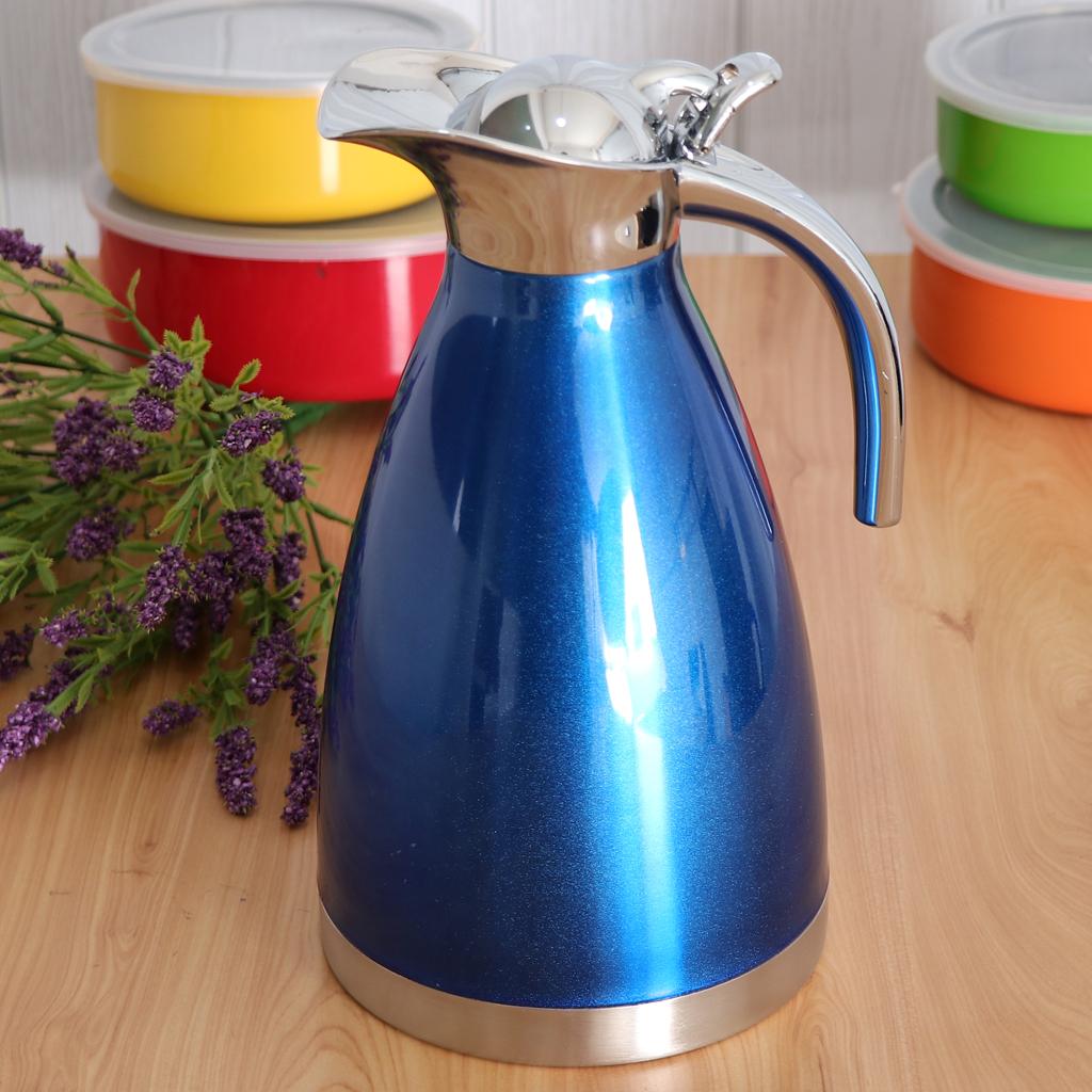 Stainless Steel Thermal Coffee Carafe Double Walled Vacuum Bottle Blue