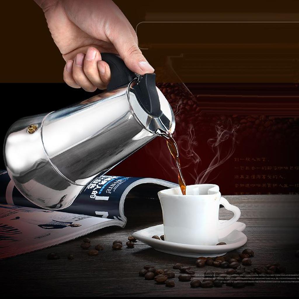 Stainless Steel Stovetop Moka Espresso Coffee Maker Pot Percolator 4 Cup