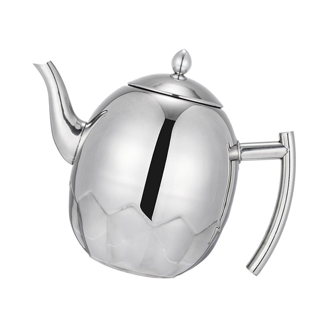 Stainless Metal Teapot Coffee Tea Kettle Loose Leaf Teapot with Infuser 1L