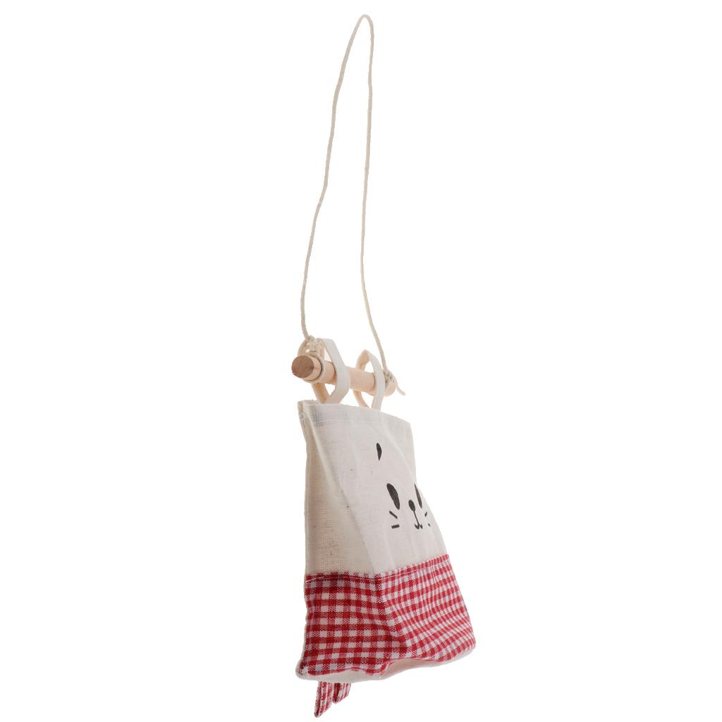 Cartoon Hanging Pocket Storage Bag Organizer Closet Rack Red Grid