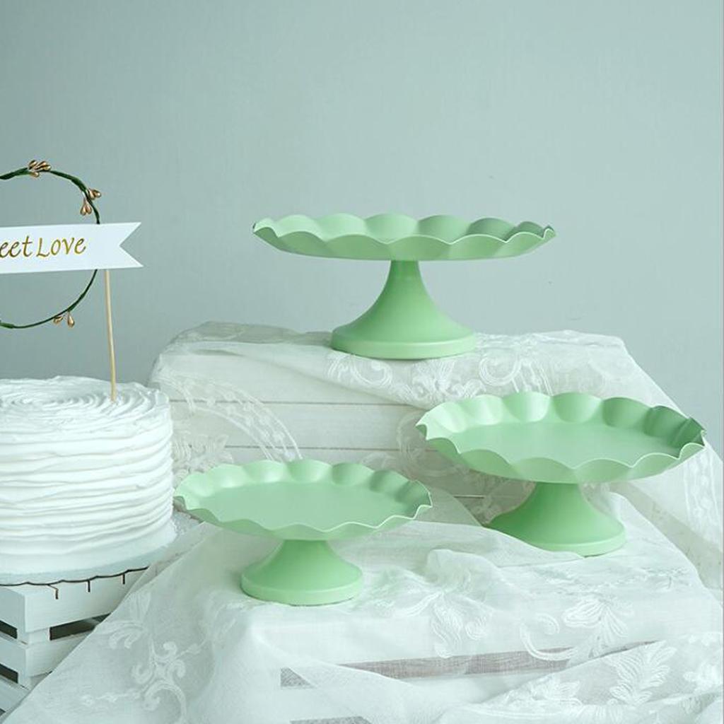 Wave Edge Cake Tray Macaroon Cupcake Stand Plate Metal Cake Tools Green M