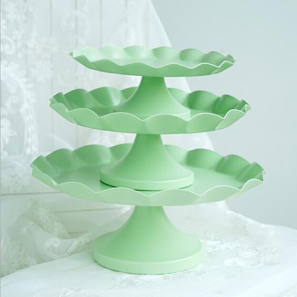 Wave Edge Cake Tray Macaroon Cupcake Stand Plate Metal Cake Tools Green M