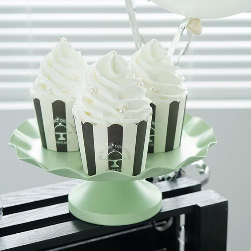 Wave Edge Cake Tray Macaroon Cupcake Stand Plate Metal Cake Tools Green M