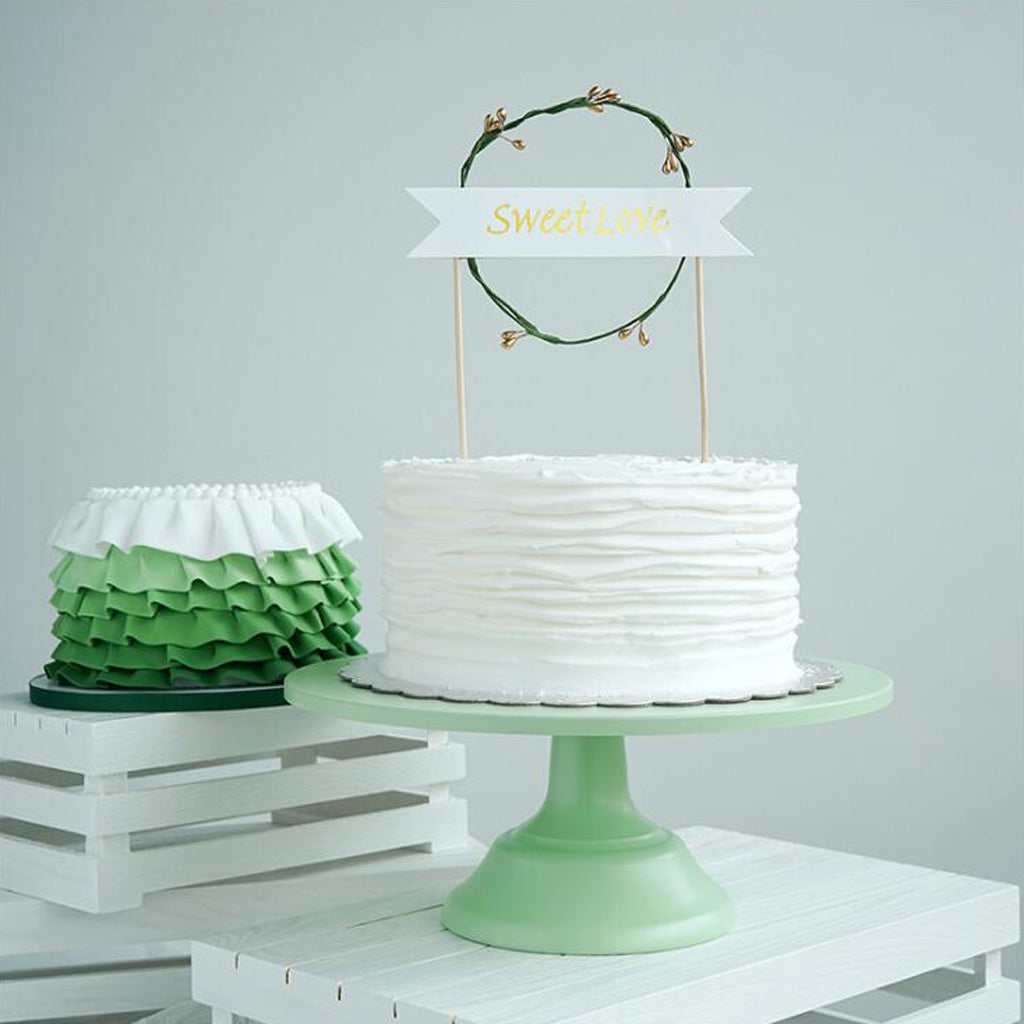 Metal Round Display Cake Stand Food Platter Serving Rack Holder Green 12inch