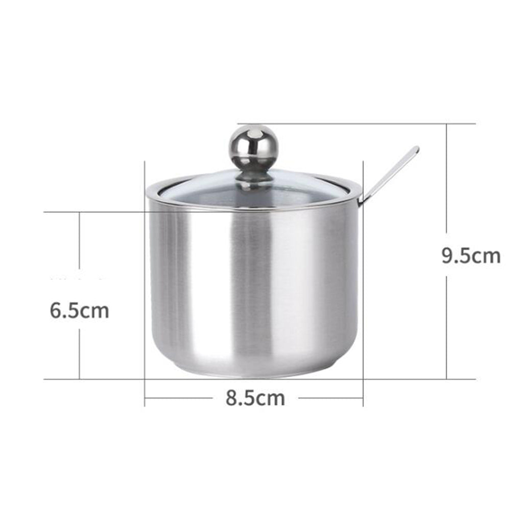 Seasoning Jars with Spoons Stainless Steel Spice Jars Condiment Pots S