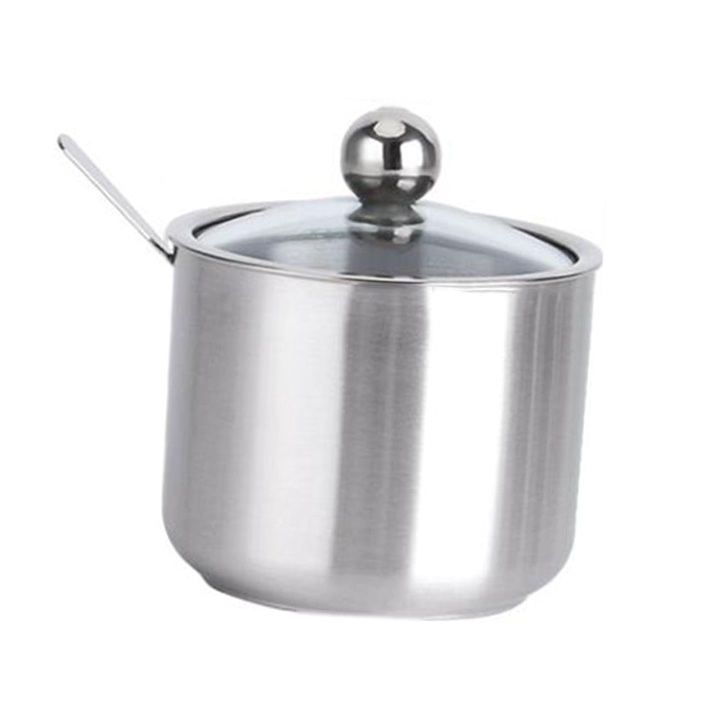 Seasoning Jars with Spoons Stainless Steel Spice Jars Condiment Pots S