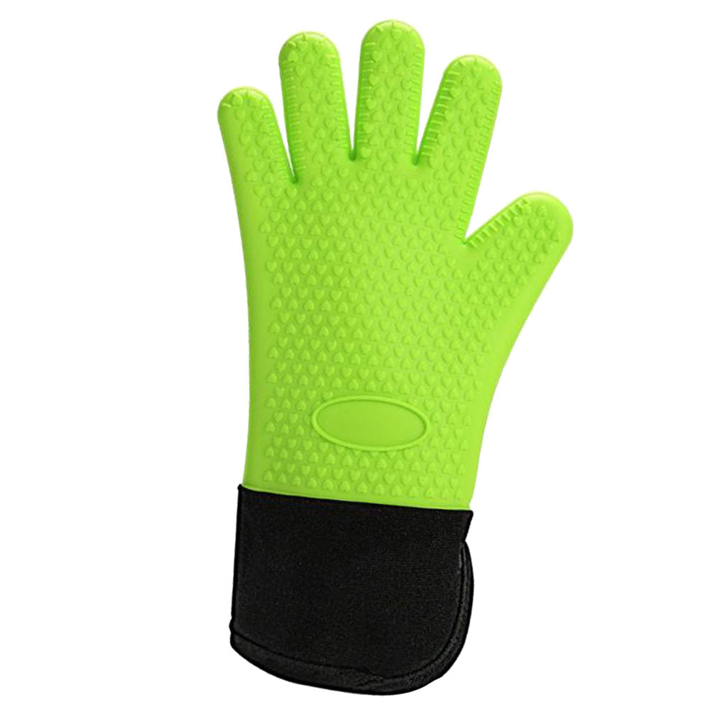 Silicone Gloves Cook-heat Resistant Oven Mitt Bakery Kitchen Grilling Green