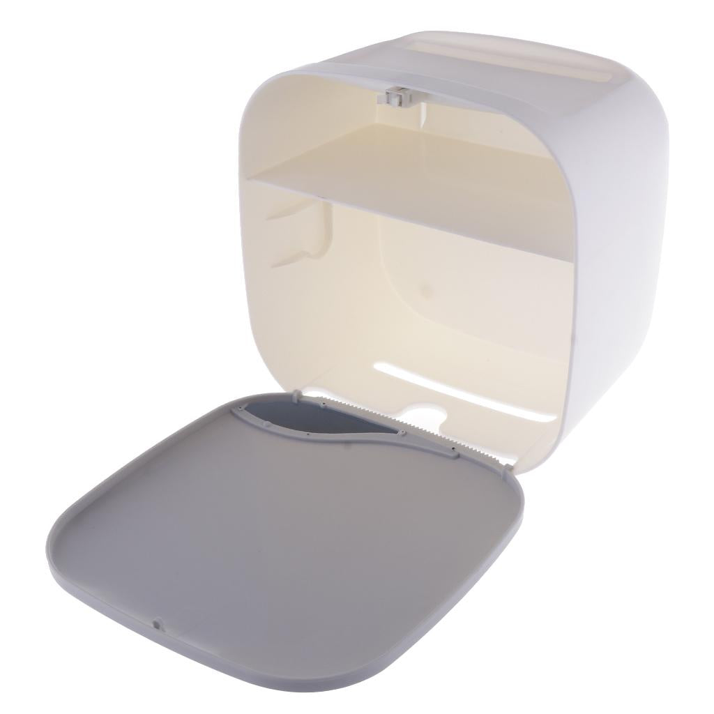 Wall Mounted Plastic Cup Toilet Tissue Paper Roll Holder Phone Shelf Gray