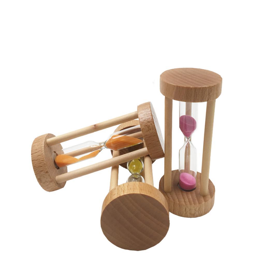 Wooden Sandglass Hourglass Sand Clock Timers Desktop Clock 3 Minute Orange