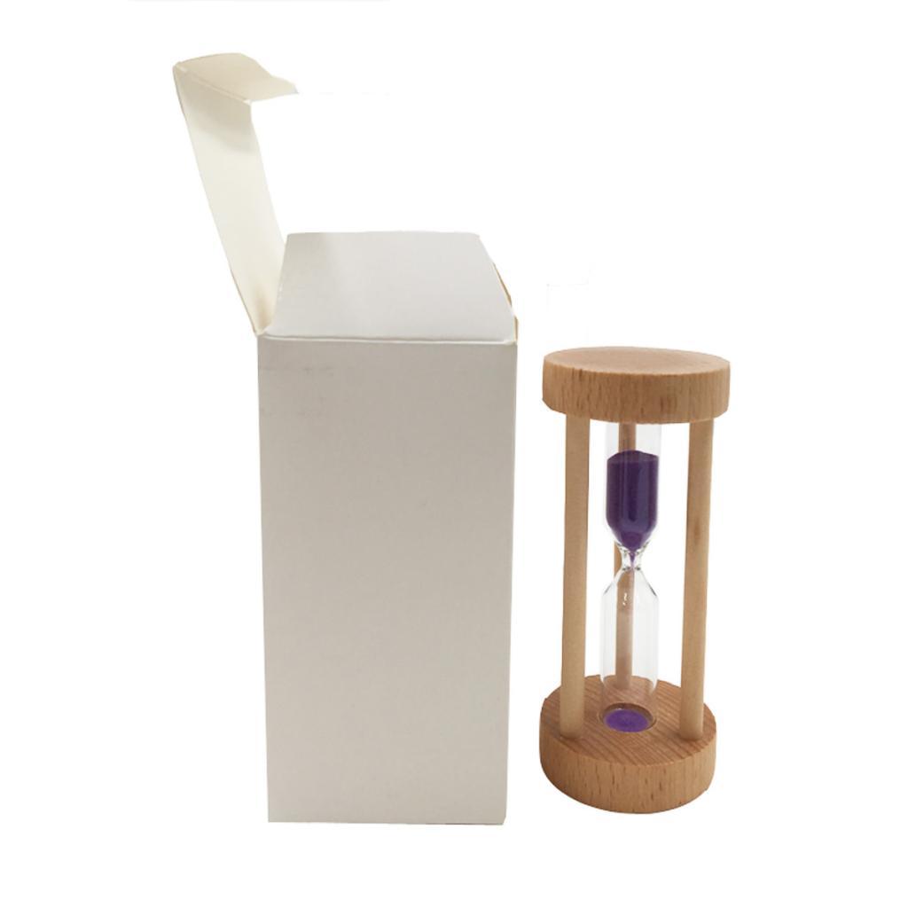 2xWooden Sandglass Hourglass Sand Clock Timers Desktop Clock 3 Minute Purple