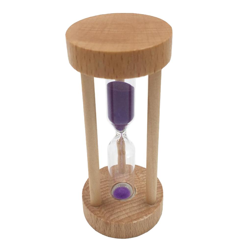 2xWooden Sandglass Hourglass Sand Clock Timers Desktop Clock 3 Minute Purple