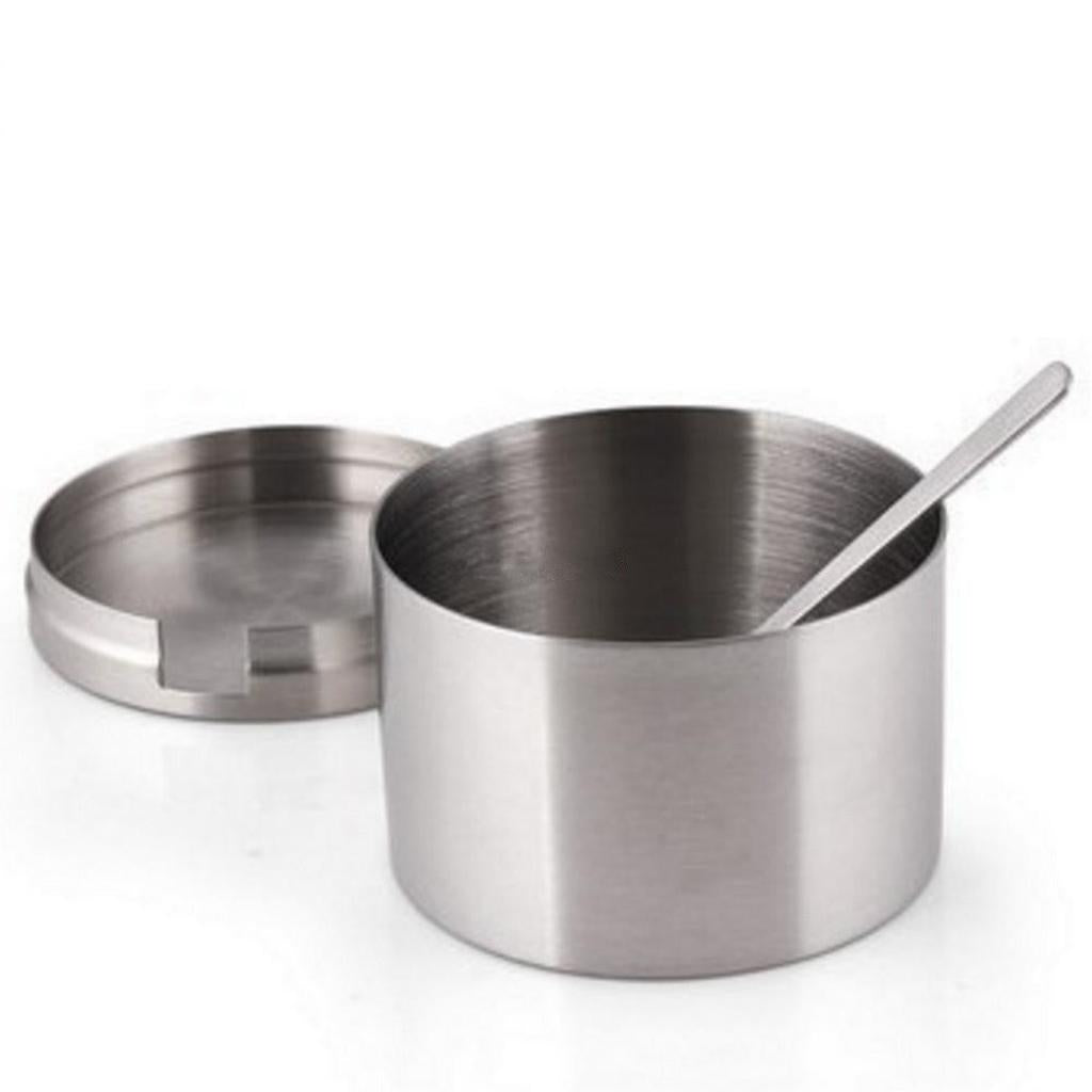 Stainless Steel Sugar Bowl with Lid and Sugar Spoon for Home Kitchen